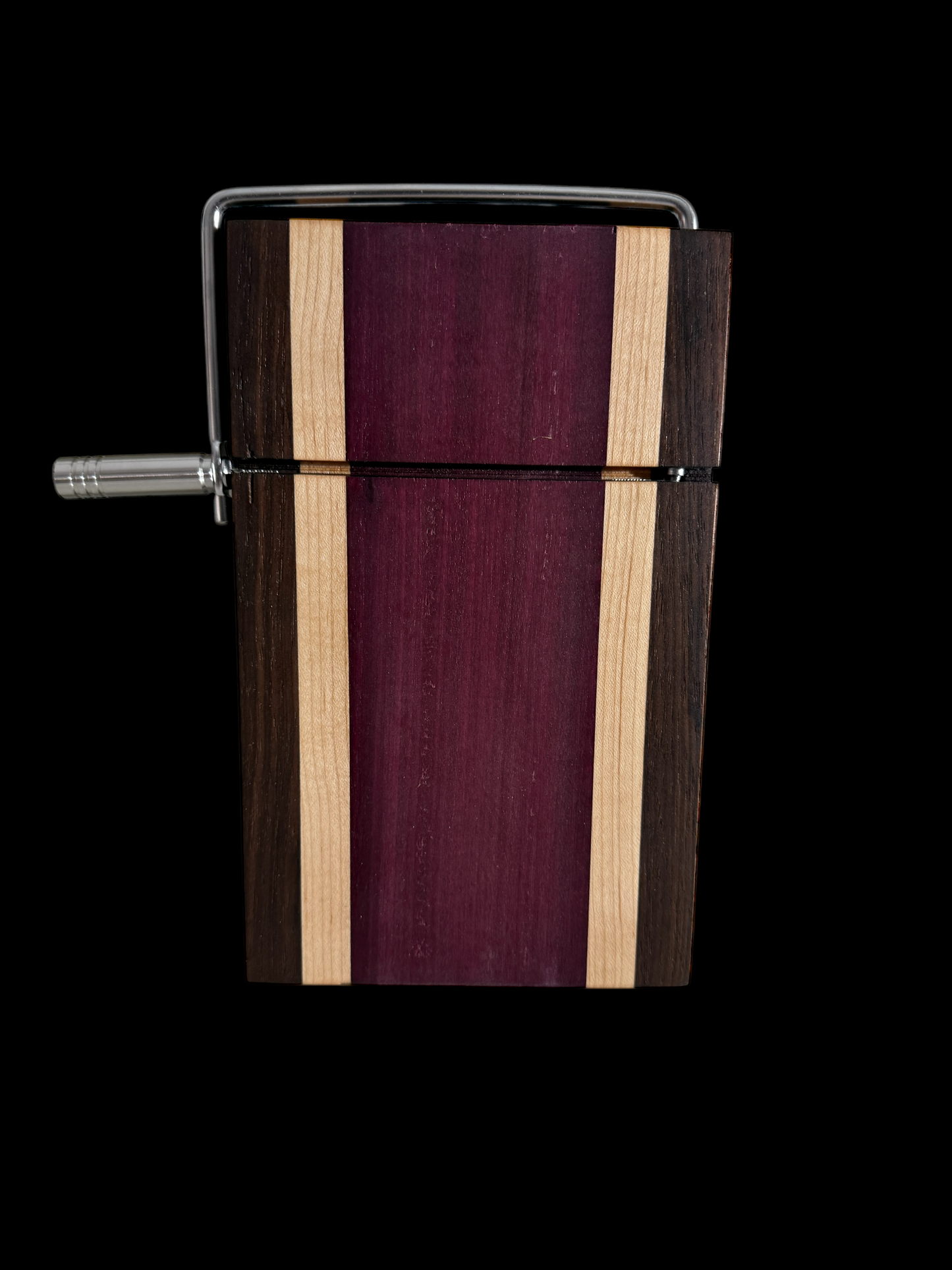 Walnut Maple Purpleheart cheese slicer with silver handle