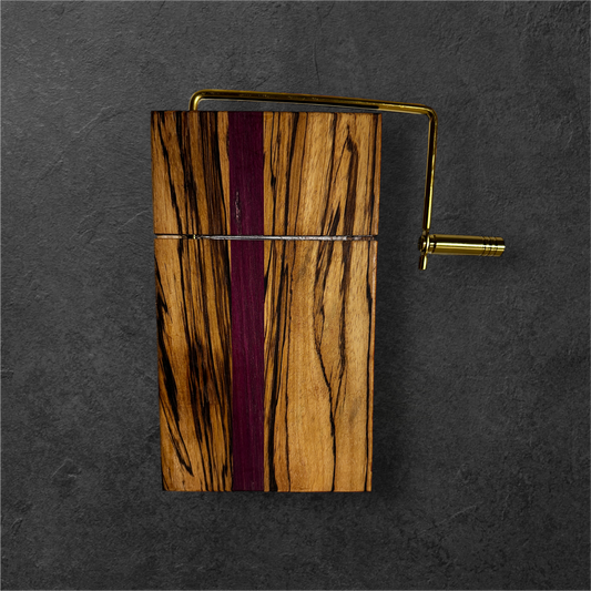 Zebrawood and Purpleheart cheese slicer